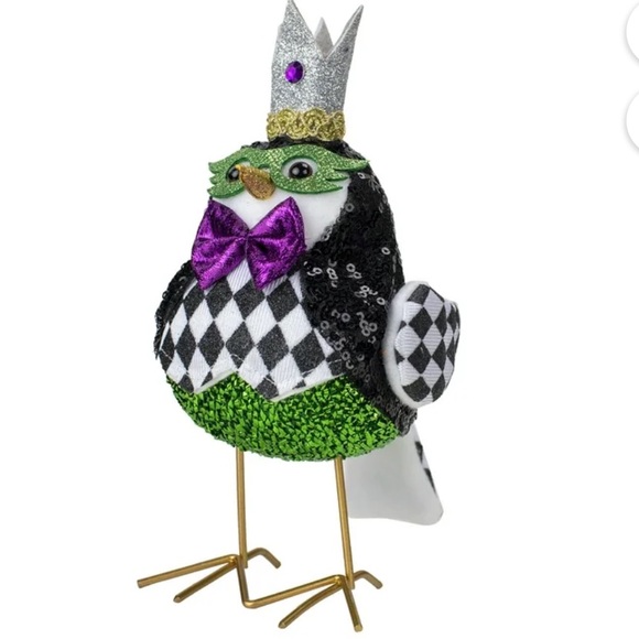 EUC Way to Celebrate Mardi Gras Purple Bowtie Bird Tabletop Decoration SOLD OUT - Picture 3 of 9